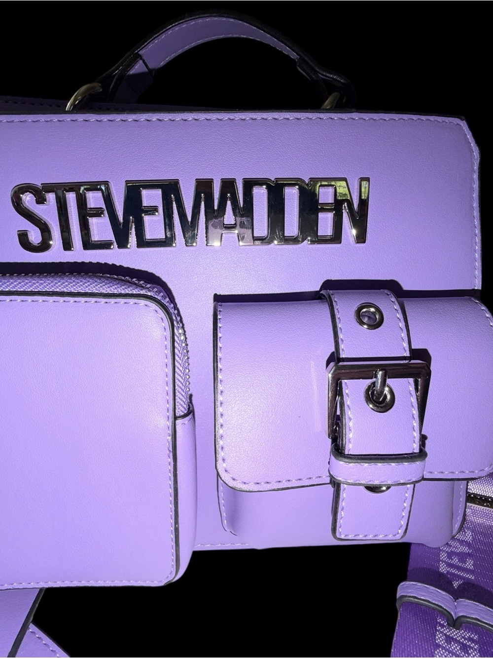 Steve Madden Purple Faux Leather Crossbody Bag with Front Pockets New - Picture 1 of 11